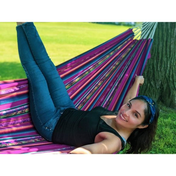 Large Boho Hammock Handwoven| Summer Hammock | Double Sided Colorful Hammock | C - Picture 1 of 7